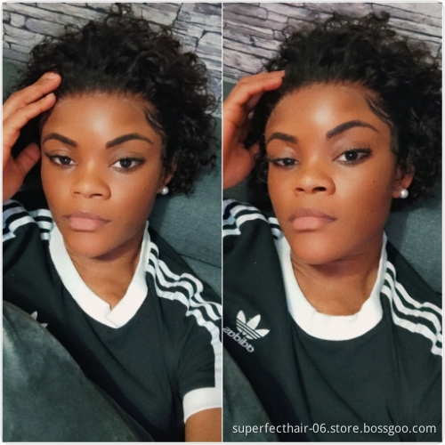 Pixie Cut Wig Human Hair Curly Bob Short Pixie Cut Lace Wig Unobvious Knots Lace Frontal 13x1 Pixie Human Hair Wig